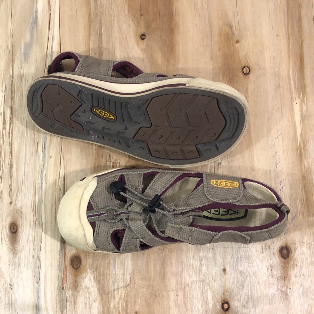 KEEN Coronado Bungee Sandal Canvas Tan & Burgundy 37 6.5 - Picture 3 of 6